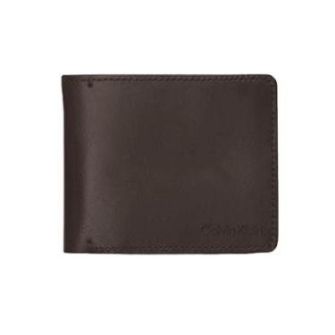 Imagem de Carteira Calvin Klein Couro Horizontal Logo Floater Marrom Café-Masculino
