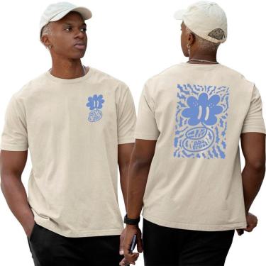 Imagem de Camiseta Basica Algodão‎ Abstract Thorns Flowers Blue-Unissex