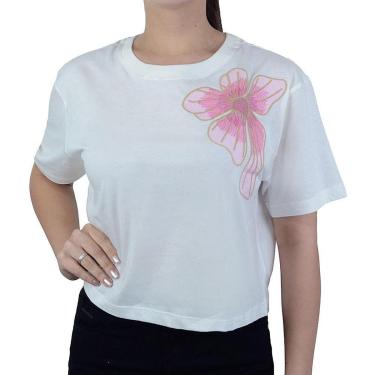 Imagem de Camiseta Feminina Lado Avesso Cropped Branco Off - L1255-Feminino