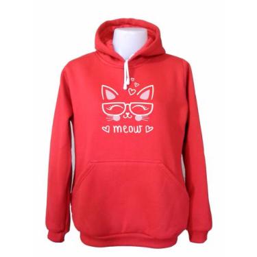 Imagem de Blusa Moletom Plus Size Feminina casaco gat Meow xg Ao Xg8, Vermelho, 