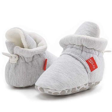 Imagem de Babelvit Botas de lã macia para bebês recém-nascidos, meninos, meninas, meias antiderrapantes para bebês primeiros andadores de inverno, 01ab cinza claro, 12-18 Months Toddler
