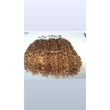 Imagem de Cabelo humano cacheado loiro mel 70 cm 100g - Universo capilar