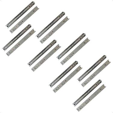 Imagem de 16 Corrediças Telescópicas 25Cm Gaveta Trilho Zinca. 8Pares - Rayco