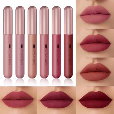 Imagem de Batom Líquido Matte Velvet - Batom Líquido Velvet Matte 6 Cores | Kit de batom fosco de longa duração, kit de maquiagem de batom líquido à prova d'água Dasg