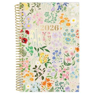 Imagem de bloom daily planners Agenda de bolso 2026 - 10 cm x 15 cm - (janeiro de 2026 a dezembro de 2026) - Mini agenda semanal/mensal e livro de calendário - festa no jardim, bege