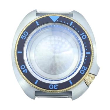 Imagem de FEIYASHI Caixa de relógio dourada PVD de vidro safira de luxo de 44 mm moldura de alumínio de aço inoxidável para peças de movimento NH35 NH34/36, NH35 NH34/36/38 Movimento + anel capítulo azul 2