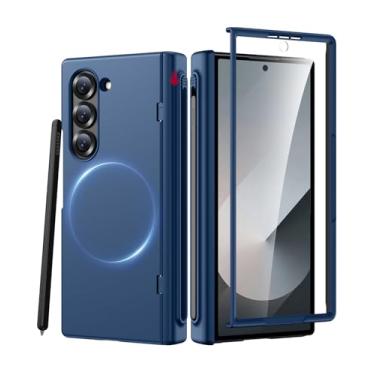 Imagem de Miimall Capa magnética para Samsung Galaxy Z Fold 6 com compartimento para caneta S e suporte para caneta ZFold6 com protetor de tela [protetor de dobradiça] capa de telefone fina fosca à prova de