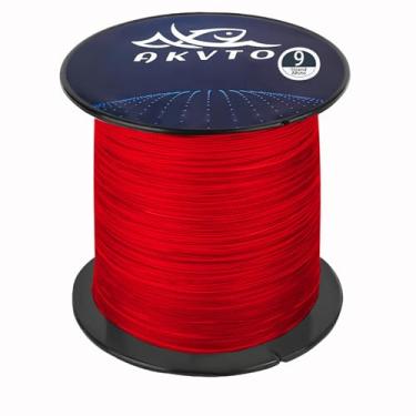 Imagem de AKVTO Linha de pesca trançada, 9 fios, 300 jardas, alta sensibilidade, resistente à abrasão (vermelho, 0,40 mm/36,3 kg)