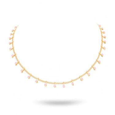 Imagem de Montana West Colar feminino com corrente banhada a ouro 18 quilates, leve, com contas de zircônia cúbica, Banhado a ouro 18K, Sem Pedra Preciosa