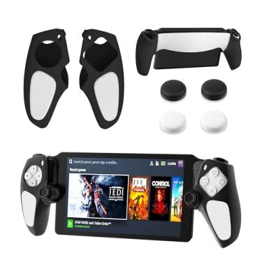 Imagem de FANPL Silicone Case for PlayStation Portal Left & Right Controller Grips, Soft Protective Cover for PS Portal Skin with 4 Thumb Grips (Black-White)