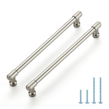 Imagem de JOY DECOR Pacote com 20 puxadores modernos de armário de níquel escovado de 19,8 cm (7-1/2 pol.) Puxadores modernos de gaveta de armário de cozinha para maçanetas de porta de armário