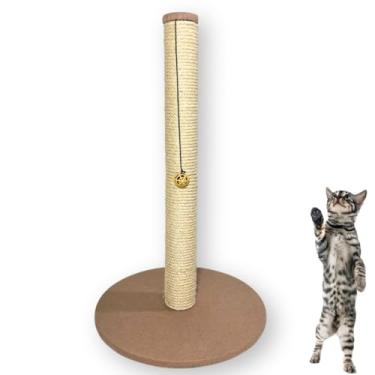 Imagem de Arranhador para Gatos Torre 86cm de Altura Base Grande com Carpete Brinquedo Interativo Sisal 8mm (Marrom)