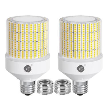 Imagem de NS Lâmpada LED de milho equivalente a 700 W, pacote com 2, 10500 lúmens, 5000 K, luz do dia, lâmpada branca E26/E39, base média mogul 70W, iluminação de área grande para iluminação externa interna de