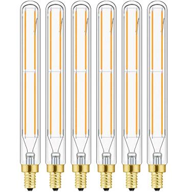 Imagem de Leools Lâmpadas de tubo LED E12, lâmpada de filamento LED tubular estilo Edison, lâmpada LED antiga regulável de 6W, base E12, vidro transparente, branco quente, 2700K, 750LM (equivalente a 60-75W