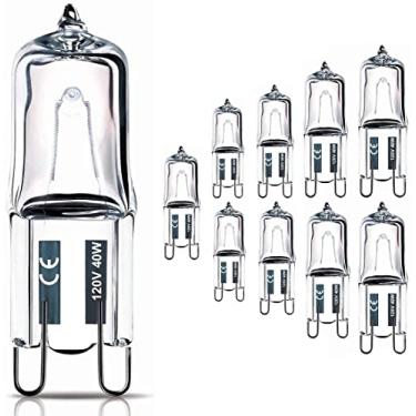 Imagem de Lâmpada G9, 10 peças de lâmpada de halogêneo G9 40 Watt 120V, G9 Dimmable Longa Vida útil com alto brilho 520LM, CRI100 e 2800K branco quente, lâmpadas de halogêneo tipo T4 JD Base G9 Bi Pin, para