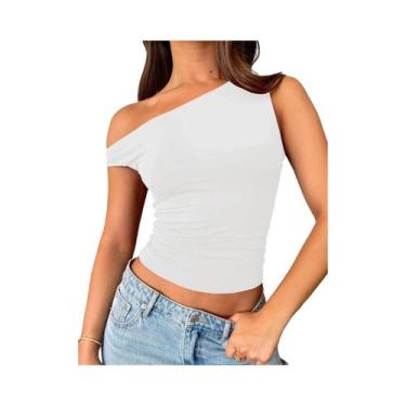 Imagem de Camiseta Feminina Slim Fit Sem Mangas Com Ombros De Fora, Sexy E Fofa,