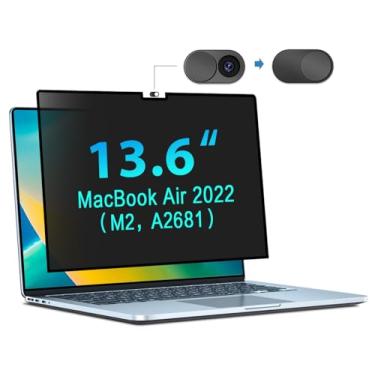 Imagem de Tela de privacidade para MacBook Air 13,6 e 13 polegadas (2022, 2023, 2024, M2, M3) Filtro de privacidade removível para laptop com protetor de luz azul fosco antirreflexo