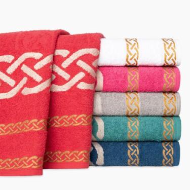 Imagem de Kit c/ 5 toalhas de banho gigantes jacquard 100% algodão pérsia 1,75x7