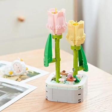 Imagem de Girassóis Tulipas Plantas Em Vasos Flores Perfumadas Blocos De Montar 