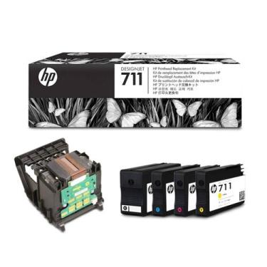 Imagem de Kit cabeca de impressao hp 711 t120 520 130 original c1q10a