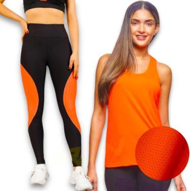 Imagem de Kit Blusinha Camiseta REGATA MALHA FRIA POLIAMIDA + Calça Leg Legging 
