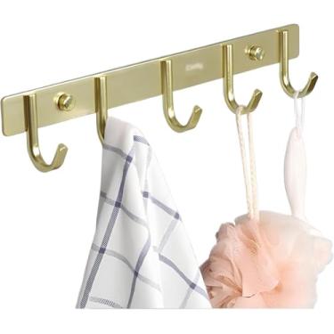 Imagem de Cabide De Parede Resistente, Gancho De Parede De Estilo Moderno, Gancho Multifuncional à Prova De Ferrugem De Liga De Alumínio Montado Na Parede, Adequado Para Entrada, Gold, 35.6cm/14.3in