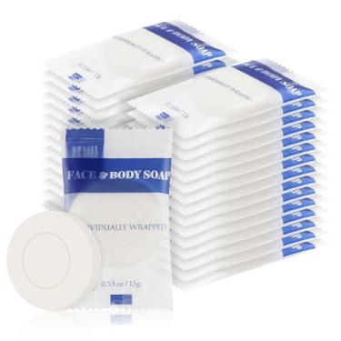 Imagem de Sabonete em barra tamanho viagem a granel, mini sabonete descartável embrulhado individualmente para mãos rosto e corpo, mini produtos de higiene pessoal, kit hotel, abrigo/sem-teto/lar de idosos