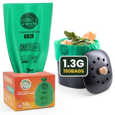 Imagem de Sacos de compostagem RAYTID 5L-6L 150 unidades de 1,3 galão ASTM D6400