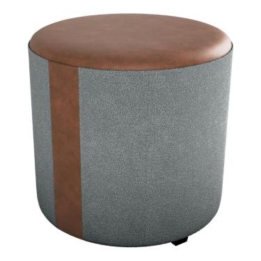 Imagem de Puff Redondo Copenhage Corano Marrom Boucle Milani Store Cinza