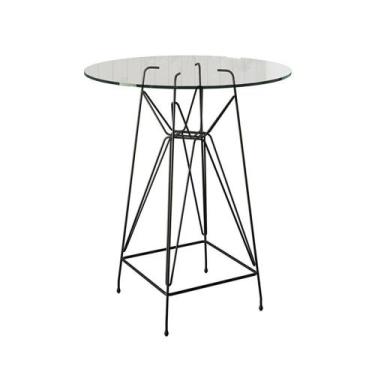 Imagem de Mesa Bistrô Alta Vidro 60Cm Base Ferro Preto Cor: Branco - UP HOME