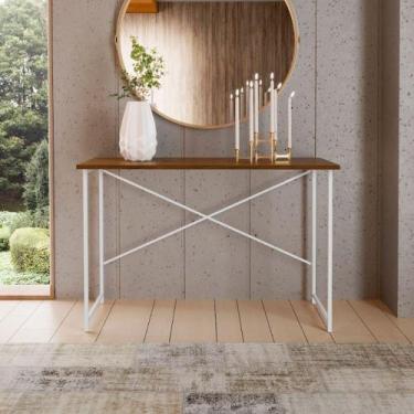 Imagem de Aparador Estilo Industrial 0,76 Cm Miami Klm Móveis Imbuia/ Branco