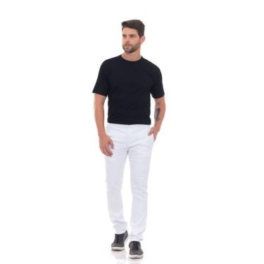 Imagem de Calça Masculina  Sarja Social Plus Size Preta Branca Homem - Black Jea