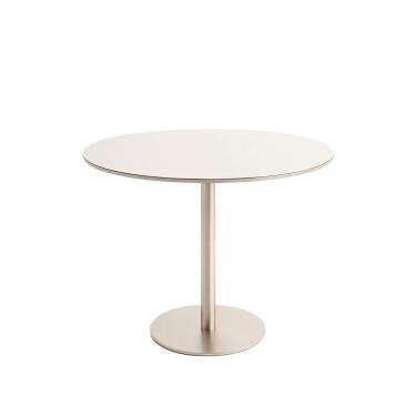 Imagem de Mesa de Jantar Redonda com Vidro para 4 Lugares Cloe 108 cm - Champanhe c/ Off White Fosco