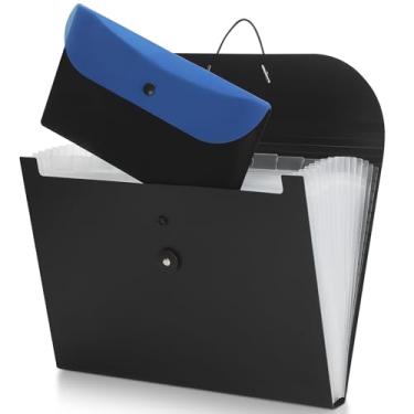 Imagem de Uquelic Organizador de arquivos sanfonado, pasta de arquivos expansível com bolsa removível, organizador de pastas de arquivos para documentos A4, recibos, pasta sanfonada com fecho de gravata para