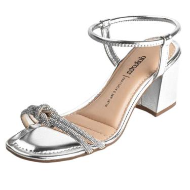 Imagem de Sandalia Feminina Metalizada Salto Medio Brilho Dakota Y6533