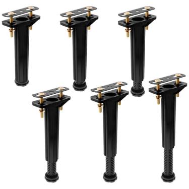 Imagem de 6 peças de suporte de estrutura de cama de altura ajustável 19 a 32 cm, pernas de suporte central para moldura de cama/ripas de centro de cama/móveis, substituição de pernas de cama, perna de suporte
