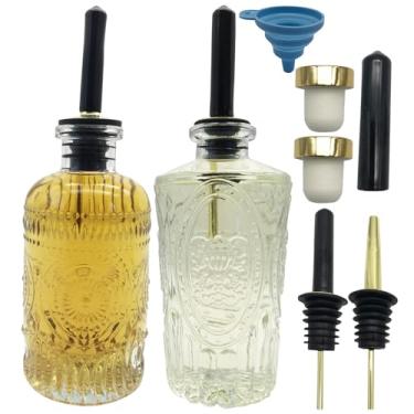 Imagem de jingxianhe Garrafa dispensadora de azeite de oliva, conjunto com 2 dispensadores de óleo e vinagre, garrafas de óleo de vidro de 200 ml, dispensador de xarope de café, dispensador de vidro elegante