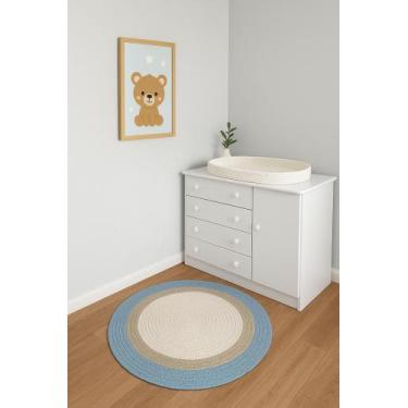 Imagem de Tapete quarto do bebe de croche azul menino 1m - Crochê Lua