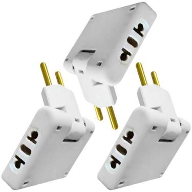 Imagem de Kit 03 Adaptador Tomada Pino Chato Americano 20A 10A 03 Entradas Artic
