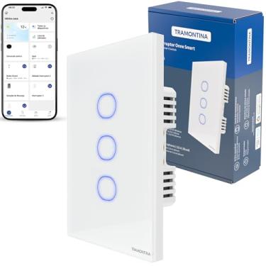 Imagem de Tramontina Interruptor Inteligente Touch Smart Wi-Fi Branco com 3 Teclas Compatível com Alexa - Onne