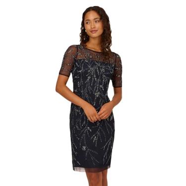 Imagem de Adrianna Papell Vestido de coquetel feminino com contas, Meia-noite, 40