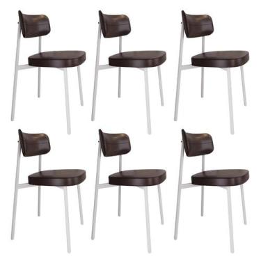 Imagem de Conjunto 6 Cadeiras de Jantar Alloa Revestimento Sintético Est.Branca 