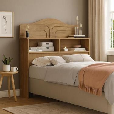 Imagem de Cabeceira 100% MDF Cama Box Solteiro 2 Nichos Robusta - Anayben, Casta