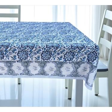 Imagem de Toalha de mesa de outono 100% algodão – Toalha de mesa de jantar quadrada com estampa bloco de mão para jantar, Hoildays, casamentos e decoração de outono, toalha de mesa de Natal (estampa floral a