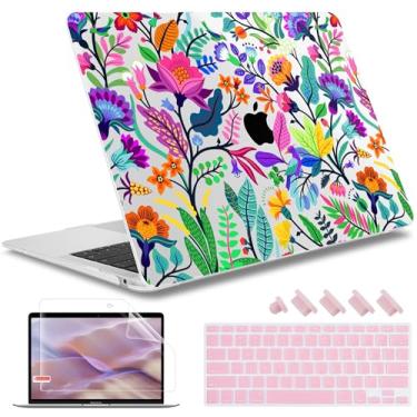 Imagem de May Chen Capa compatível com MacBook Air de 13 polegadas (modelos A1369 e A1466, versão mais antiga 2010-2017), capa rígida de plástico com capa de teclado e protetor de tela, Tropic Leaves Z064