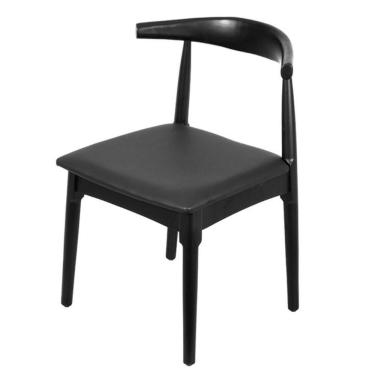 Imagem de Cadeira Elbow Chair Carina Or Design 47 Cm (larg) Madeira Preta Assento Em Poliuretano (pu) Preto