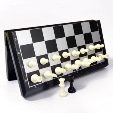 Imagem de Jogo Xadrez Magnético Tabuleiro Dobrável 20x20cm Portátil Profissional
