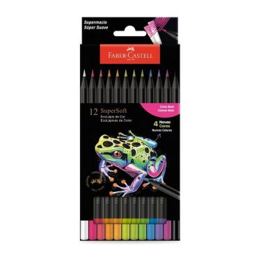 Imagem de Lapis De Cor Supersoft 12 Cores Neon Faber Castell Novo Estojo
