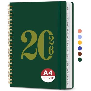 Imagem de Agenda 2026, agenda semanal e mensal, janeiro de 2026 a dezembro de 2026, agenda de calendário de capa dura com abas e bolso interno, material escolar para mulheres e homens - A4 (21,6 cm x 28 cm