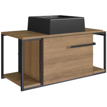 Imagem de Gabinete Susp E Cuba Marmore Sintetico P1019X94101 Mell Preto PP